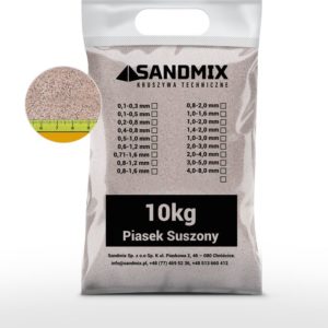 sandmix, piasek suszony kwarcowy, kolor naturalny, opakowanie worek 10kg, frakcja 0,4-0,8mm