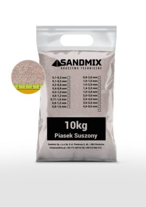 sandmix, piasek suszony kwarcowy, kolor naturalny, opakowanie worek 10kg, frakcja 0,4-0,8mm