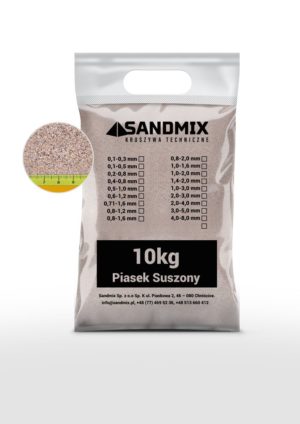 sandmix, piasek suszony kwarcowy, kolor naturalny, opakowanie worek 10kg, frakcja 0,5-1,0mm
