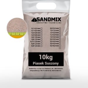 sandmix, piasek suszony kwarcowy, kolor naturalny, opakowanie worek 10kg, frakcja 0,6-1,2mm