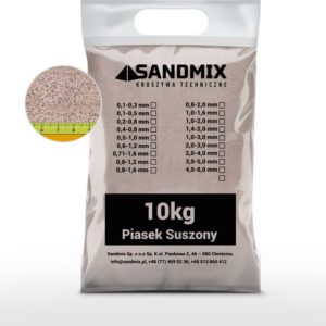 sandmix, piasek suszony kwarcowy, kolor naturalny, opakowanie worek 10kg, frakcja 0,8-1,2mm