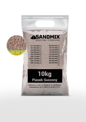sandmix, piasek suszony kwarcowy, kolor naturalny, opakowanie worek 10kg, frakcja 0,1-0,3mm