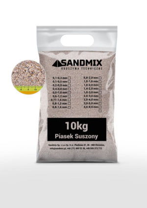 sandmix, piasek suszony kwarcowy, kolor naturalny, opakowanie worek 10kg, frakcja 0,8-2,0mm