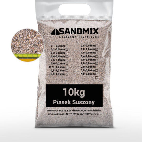 sandmix, piasek suszony kwarcowy, kolor naturalny, opakowanie worek 10kg, frakcja 1,0-3,0mm