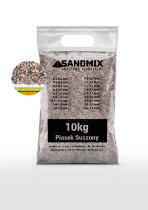 sandmix, piasek suszony kwarcowy, kolor naturalny, opakowanie worek 10kg, frakcja 3,0-5,0mm