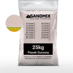sandmix, piasek suszony kwarcowy, kolor naturalny, opakowanie worek 25kg, frakcja 0,1-0,3mm