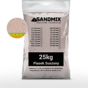 sandmix, piasek suszony kwarcowy, kolor naturalny, opakowanie worek 25kg, frakcja 0,1-0,5mm