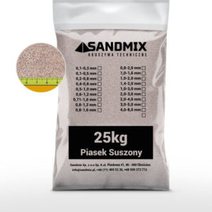 sandmix, piasek suszony kwarcowy, kolor naturalny, opakowanie worek 25kg, frakcja 0,4-0,8mm