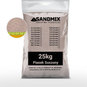 sandmix, piasek suszony kwarcowy, kolor naturalny, opakowanie worek 25kg, frakcja 0,6-1,2mm