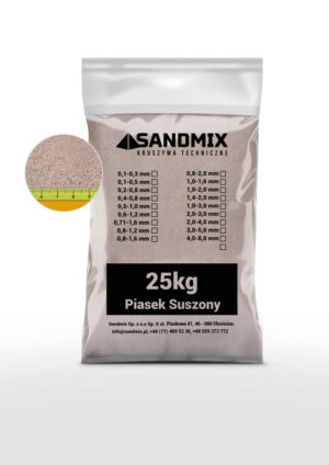 sandmix, piasek suszony kwarcowy, kolor naturalny, opakowanie worek 25kg, frakcja 0,6-1,2mm