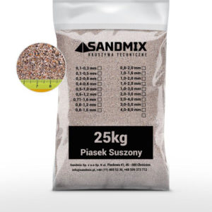 sandmix, piasek suszony kwarcowy, kolor naturalny, opakowanie worek 25kg, frakcja 0,8-1,6mm