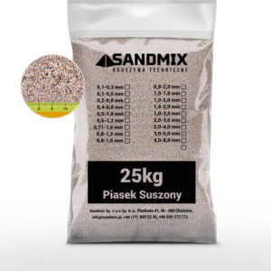 sandmix, piasek suszony kwarcowy, kolor naturalny, opakowanie worek 25kg, frakcja 0,8-2,0mm