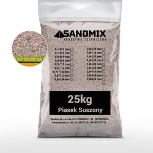 sandmix, piasek suszony kwarcowy, kolor naturalny, opakowanie worek 25kg, frakcja 1,0-1,6mm