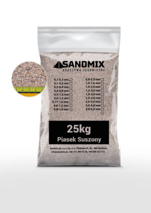 sandmix, piasek suszony kwarcowy, kolor naturalny, opakowanie worek 25kg, frakcja 1,0-1,6mm