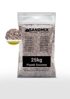 sandmix, piasek suszony kwarcowy, kolor naturalny, opakowanie worek 25kg, frakcja 3,0-5,0mm